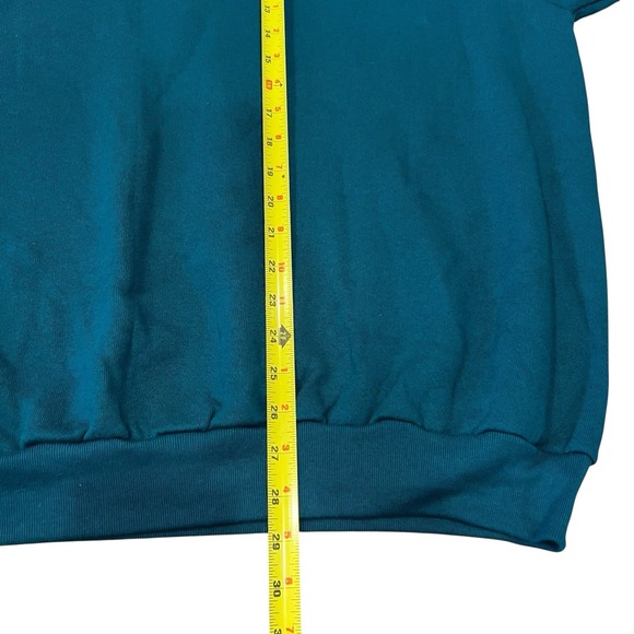 Vtg Fruit Of The Loom Raglan Sweatshirt 80s Teal Blue 90s Made USA NOS Blank 3XL - Picture 6 of 6